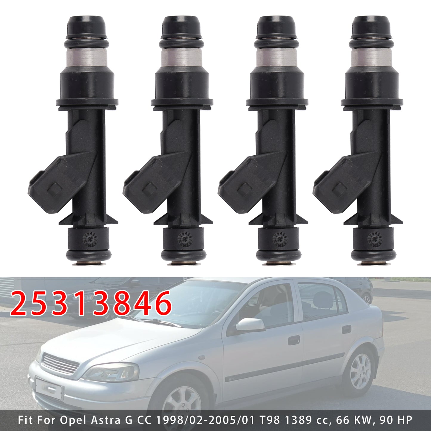2003/01-2005/10 Opel Astra G Cabriolet T98 1598 cc 76 KW 103 HP 25313846 4Pcs Fuel Injector