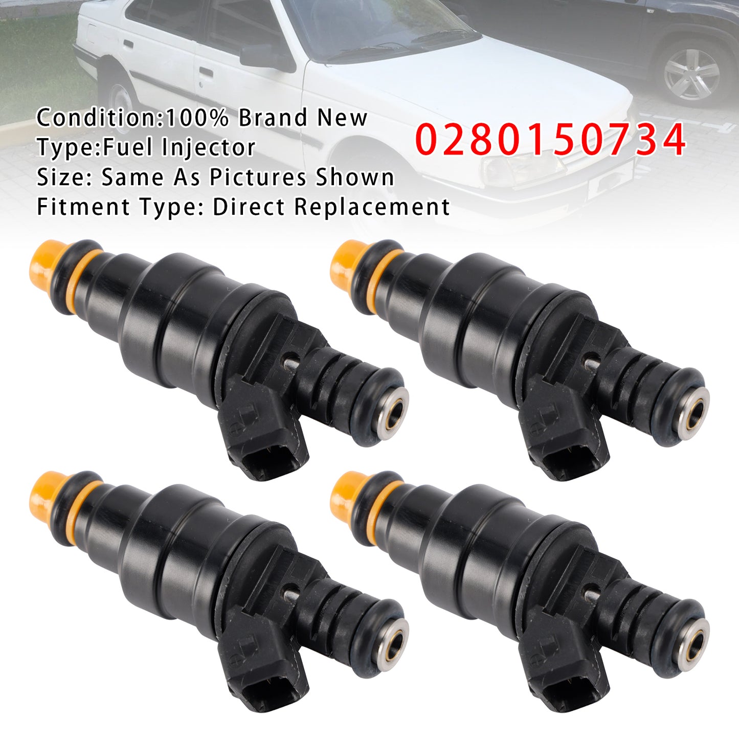 1985-1989 Volvo 244 2.3L I4 Naturally Aspirated 0280150734 4Pcs Fuel Injector