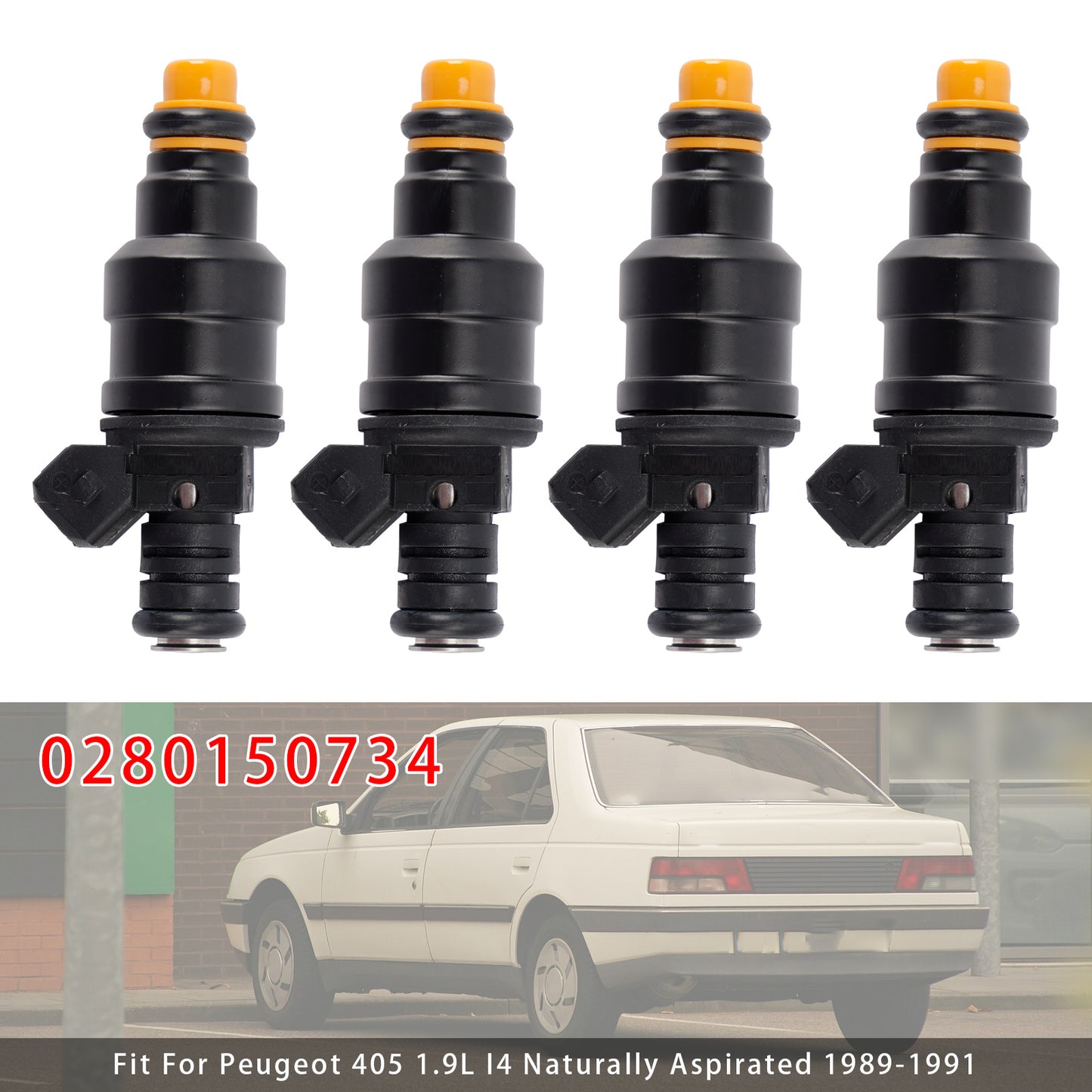 1985-1989 Volvo 244 2.3L I4 Naturally Aspirated 0280150734 4Pcs Fuel Injector