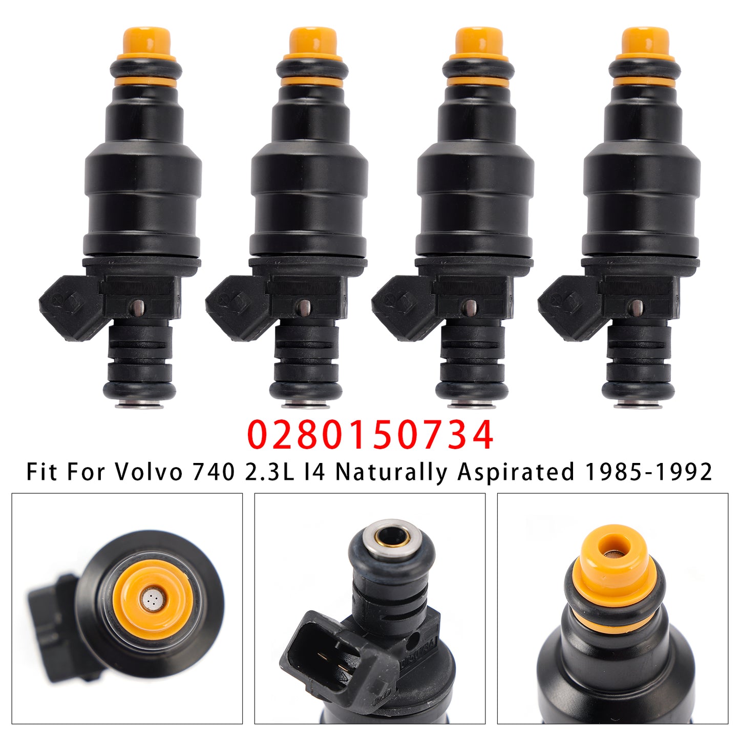 1985-1989 Volvo 244 2.3L I4 Naturally Aspirated 0280150734 4Pcs Fuel Injector