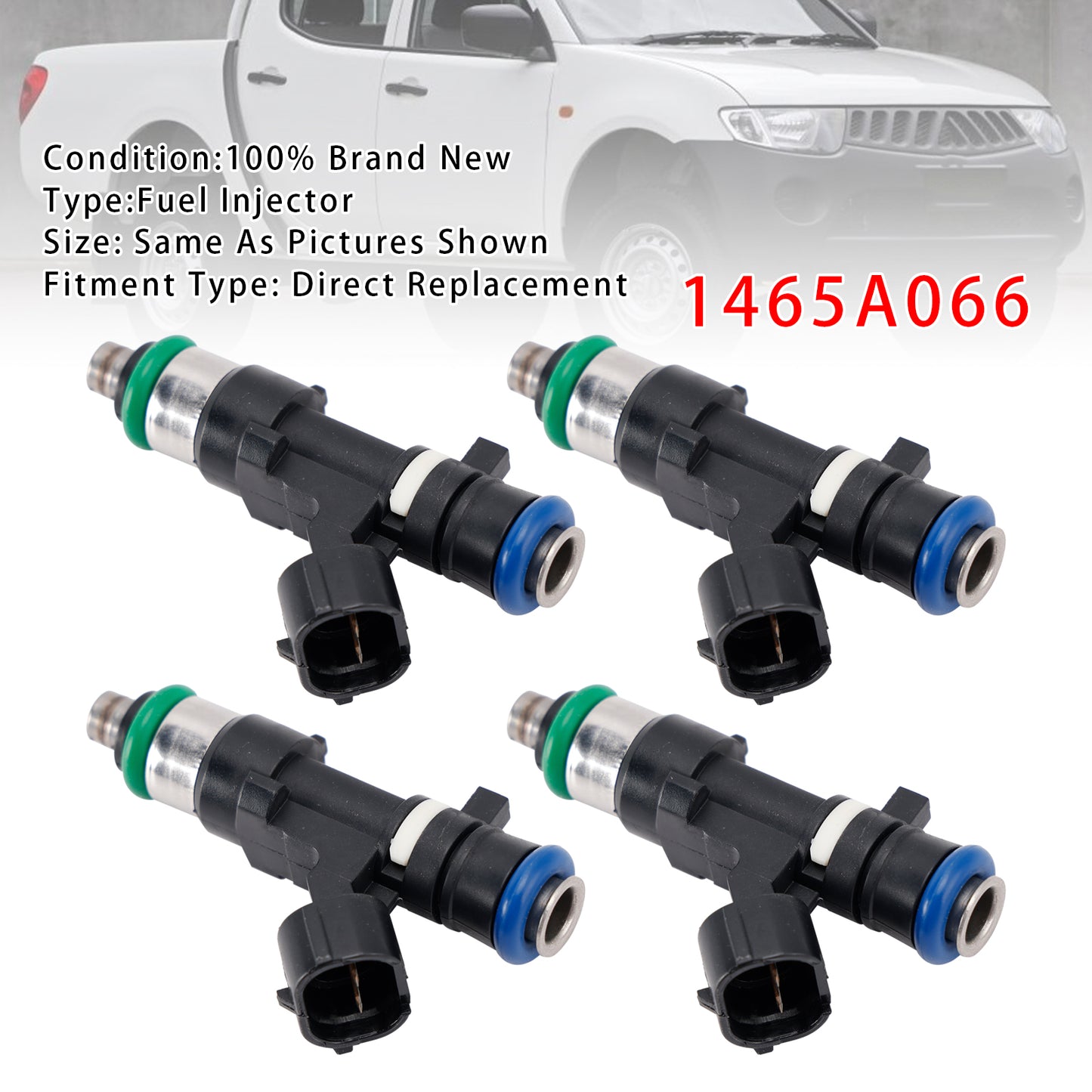 11.2005-12.2015 Mitsubishi Triton Ute (KA_T ML MN KB_T) 2.4 (KA5T) 1465A066 4Pcs Fuel Injector