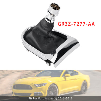 2015-2017 Ford Mustang GR3Z-7277-AA Manual Gear Shift Boot Chrome Sync Trim