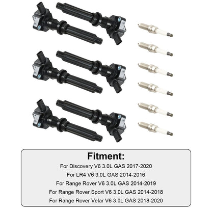 2017-2020 Land Rover Discovery UF730 6 Ignition Coils Spark Plugs