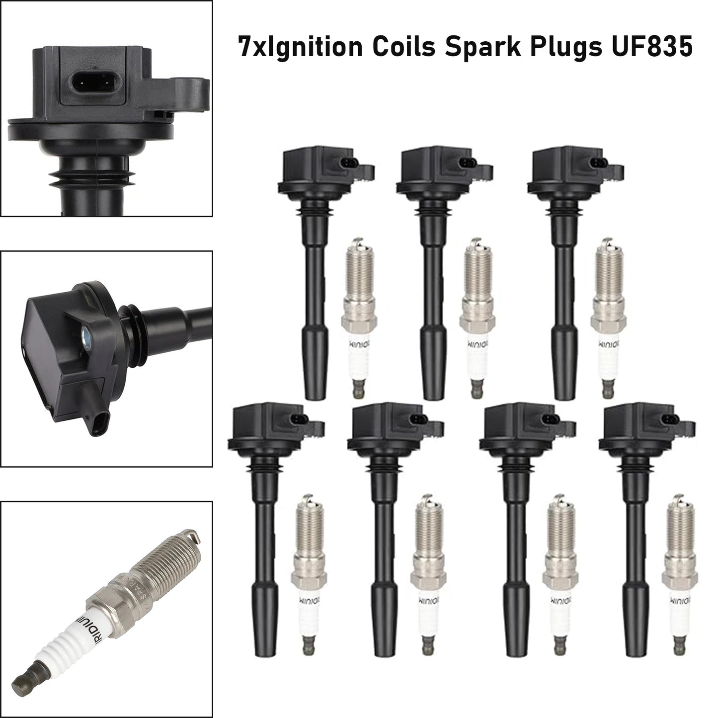 2018-2020 Ford Mustang V8 5.0L Cyl 1 2 4 5 6 7 8 UF835 7xIgnition Coils Spark Plugs