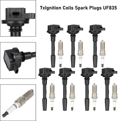 2018-2020 Ford Mustang V8 5.0L Cyl 1 2 4 5 6 7 8 UF835 7xIgnition Coils Spark Plugs
