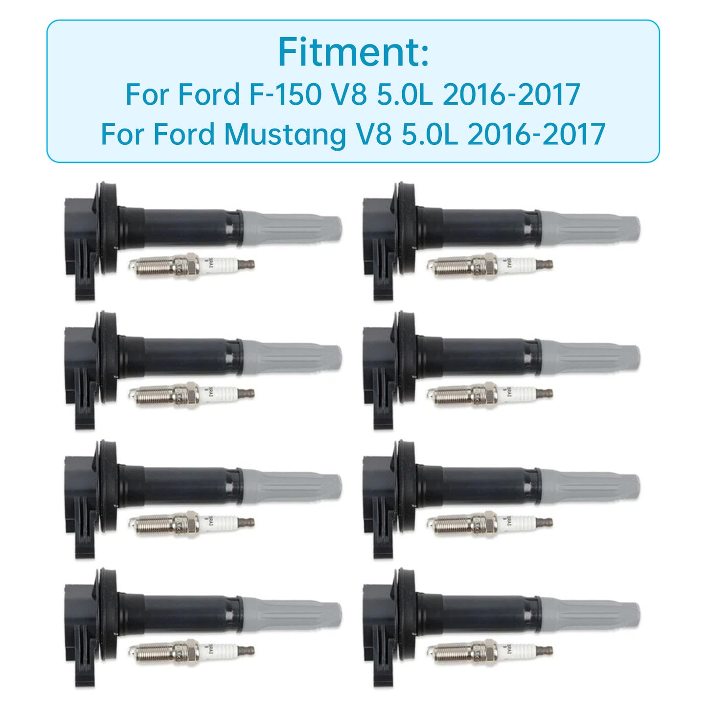 2016-2017 Ford F-150 V8 5.0L UF824 8xIgnition Coil + 8xIridium Spark Plug