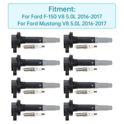 2016-2017 Ford F-150 V8 5.0L UF824 8xIgnition Coil + 8xIridium Spark Plug