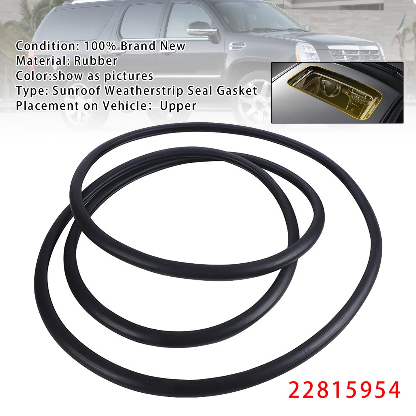 2007-2013 Chevrolet Suburban 2500 22815954 Sunroof Weatherstrip Seal Gasket