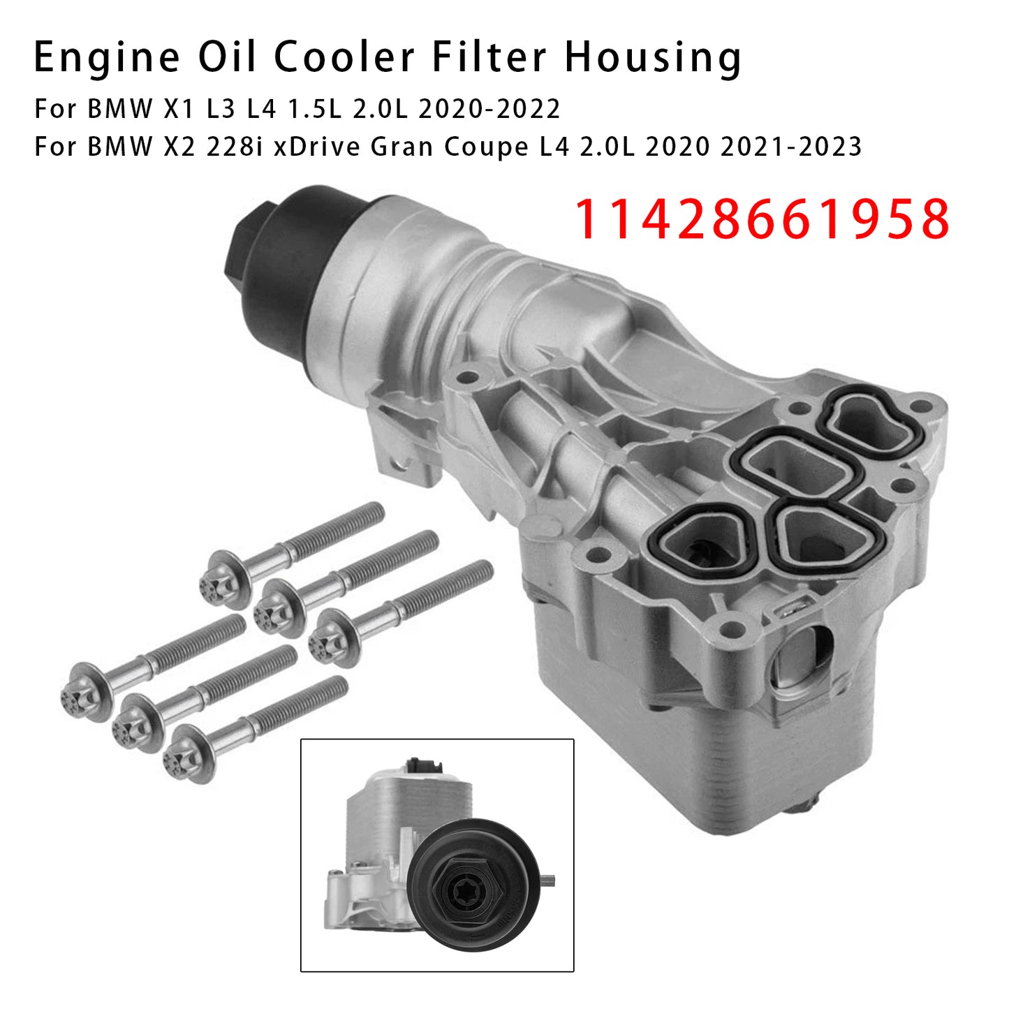 2020-2022 BMW X1 L3 L4 1.5L 2.0L 11428661958 Engine Oil Cooler Filter Housing