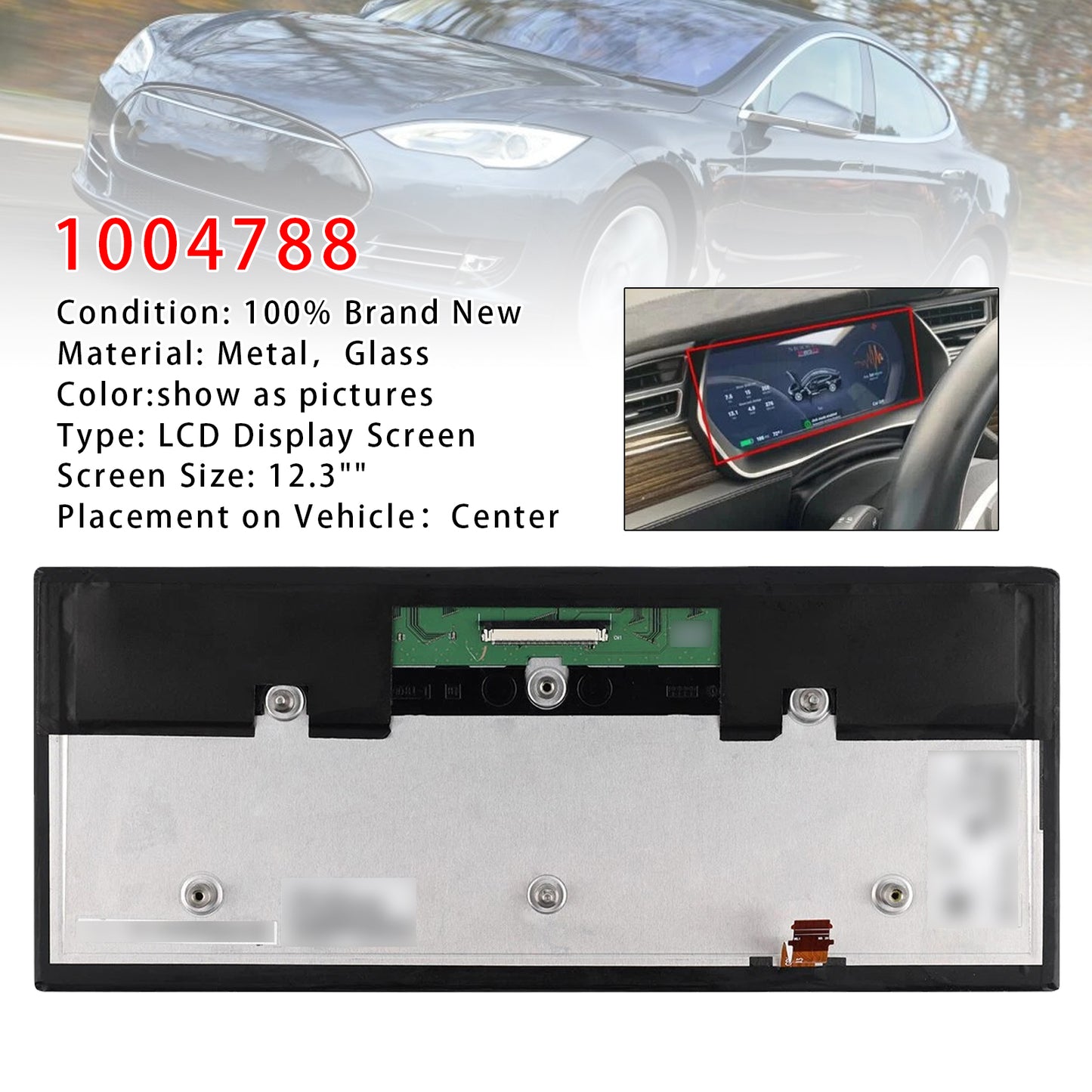 2012-2016 Tesla Model S 1004788 Instrument Display Screen 12.3" LCD Module
