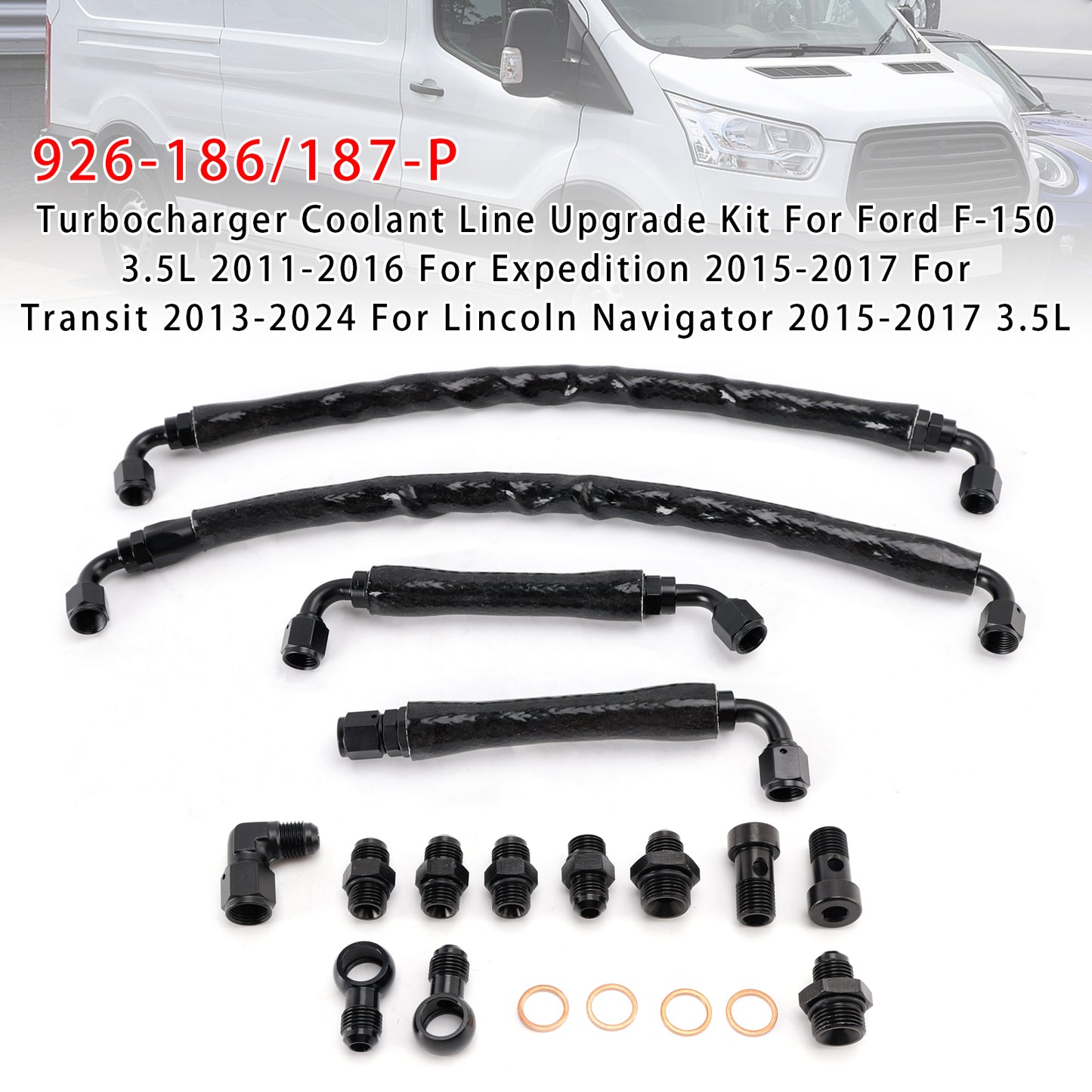 2015-2017 Lincoln Navigator 926-186/187-P Turbocharger Coolant Line Upgrade Kit