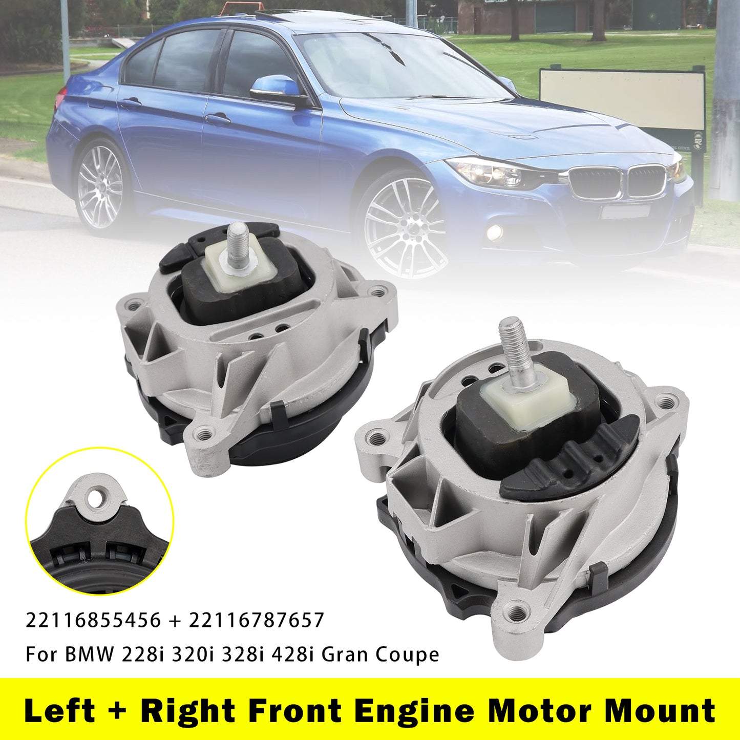 2012-2016 BMW 320i F30 L4 2.0L 22116867441 Left + Right Front Engine Motor Mount