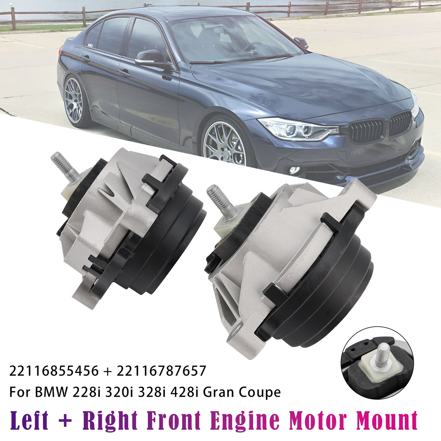 2012-2016 BMW 320i F30 L4 2.0L 22116867441 Left + Right Front Engine Motor Mount