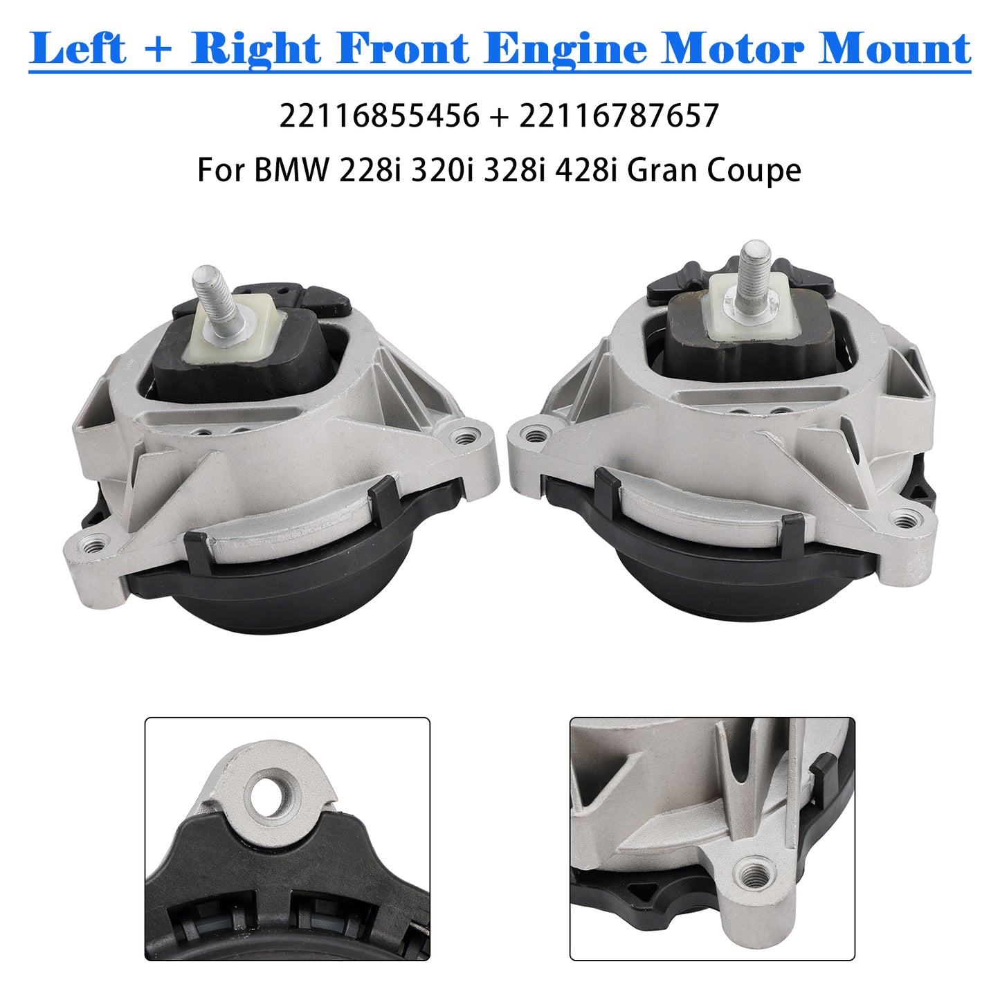 2012-2016 BMW 320i F30 L4 2.0L 22116867441 Left + Right Front Engine Motor Mount