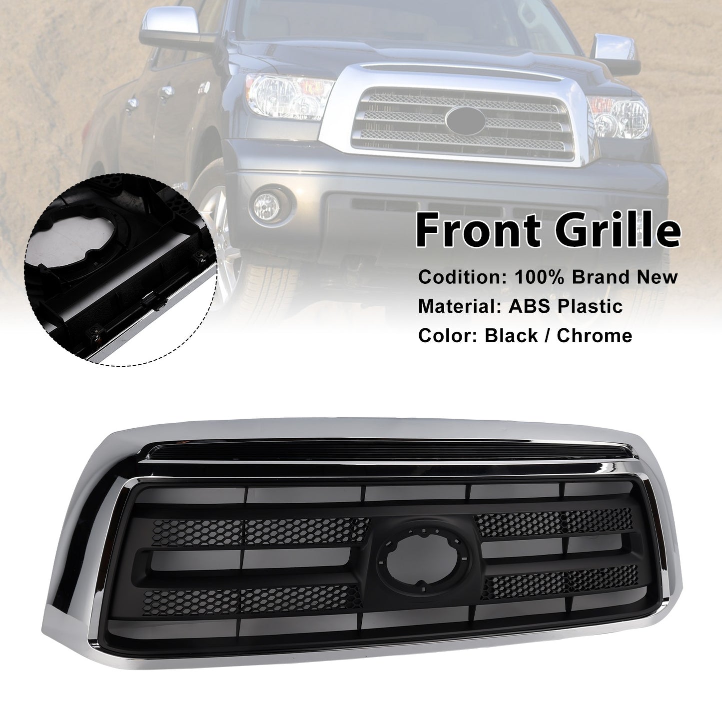 2006-2009 Toyota Tundra Matte Black Chrome Front Bumper Grill Grille Fit