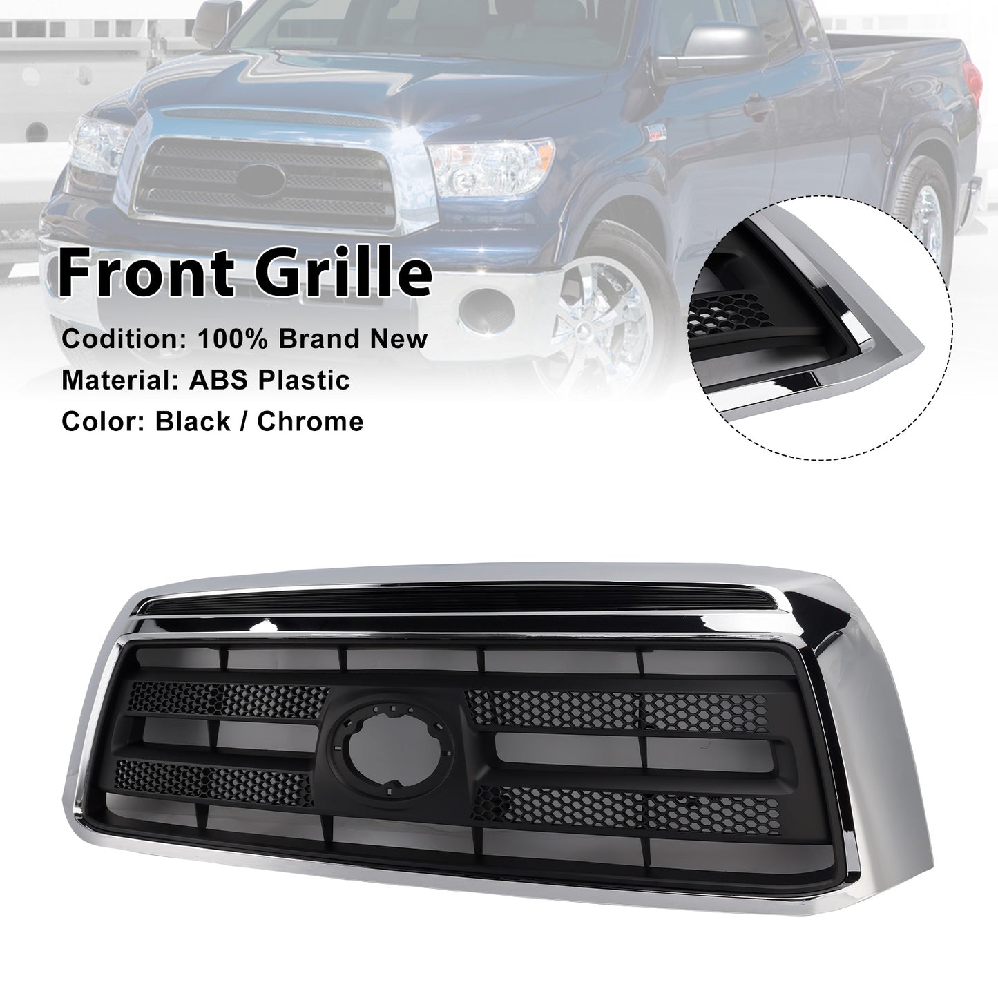 2006-2009 Toyota Tundra Matte Black Chrome Front Bumper Grill Grille Fit