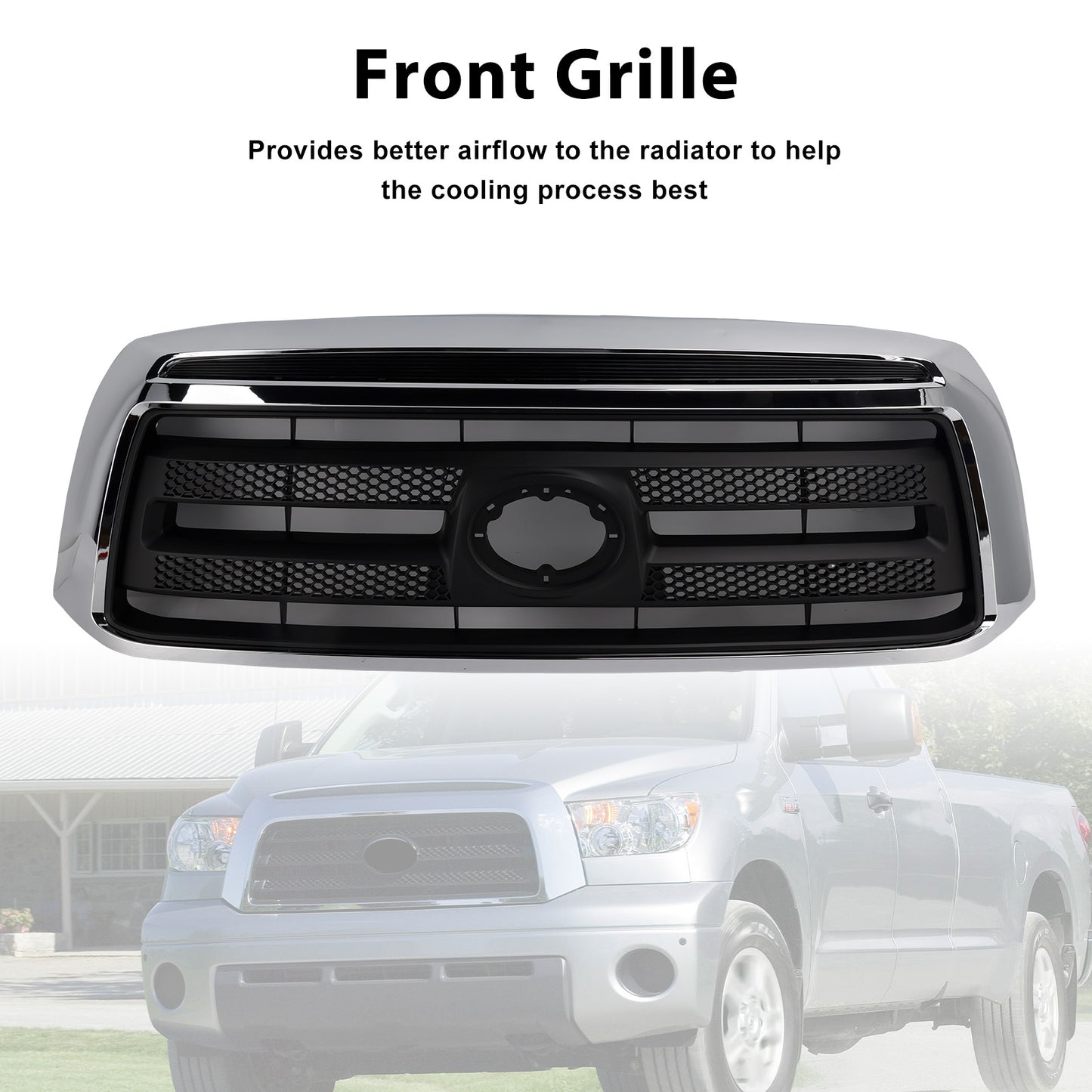 2006-2009 Toyota Tundra Matte Black Chrome Front Bumper Grill Grille Fit