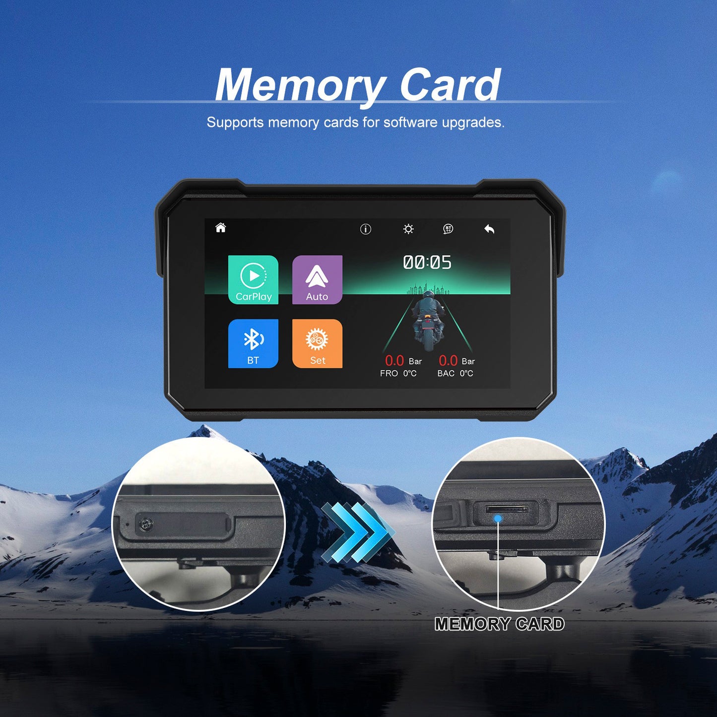 Motorcycles 5-inch Wireless CarPlay Android Auto Navigation Waterproof