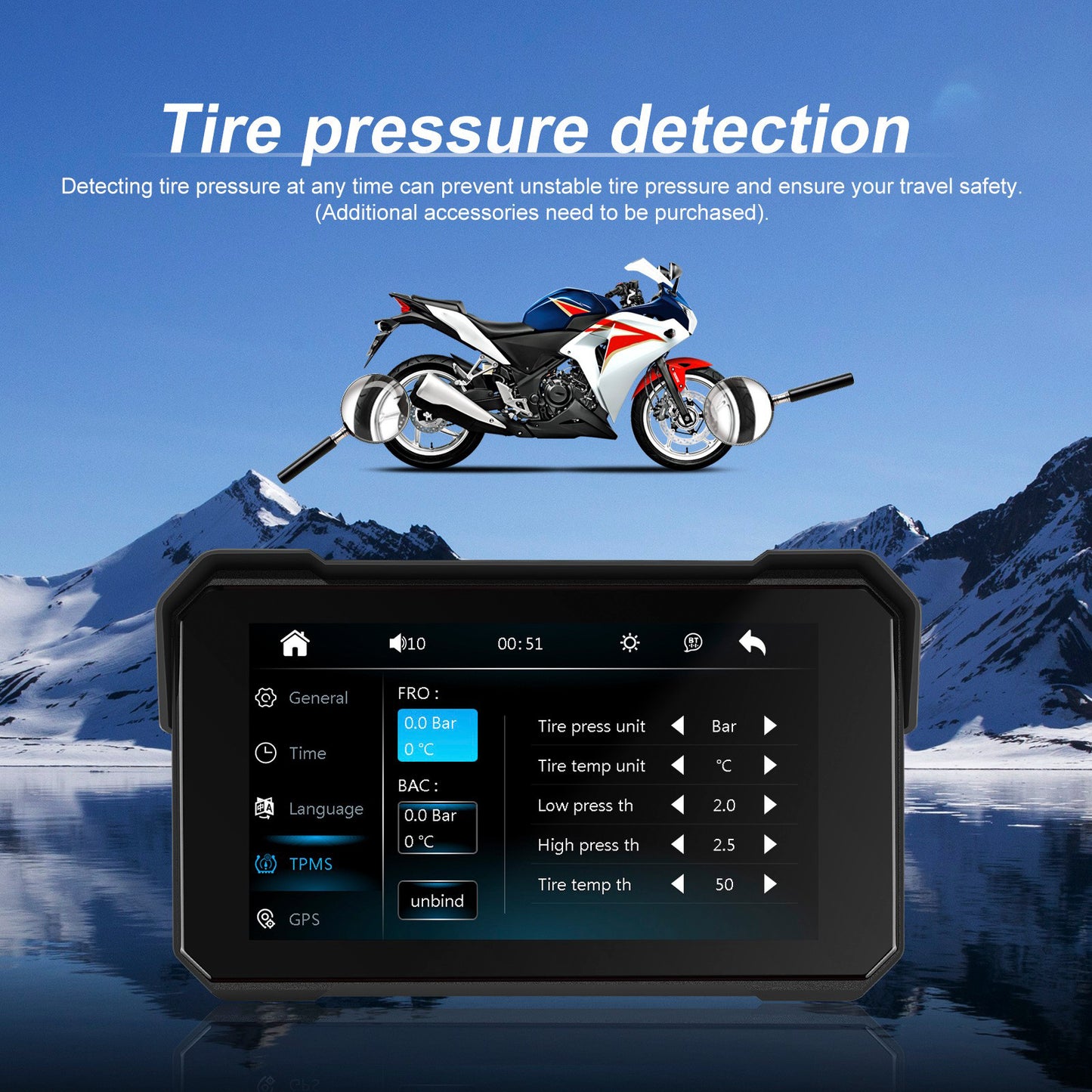 Motorcycles 5-inch Wireless CarPlay Android Auto Navigation Waterproof