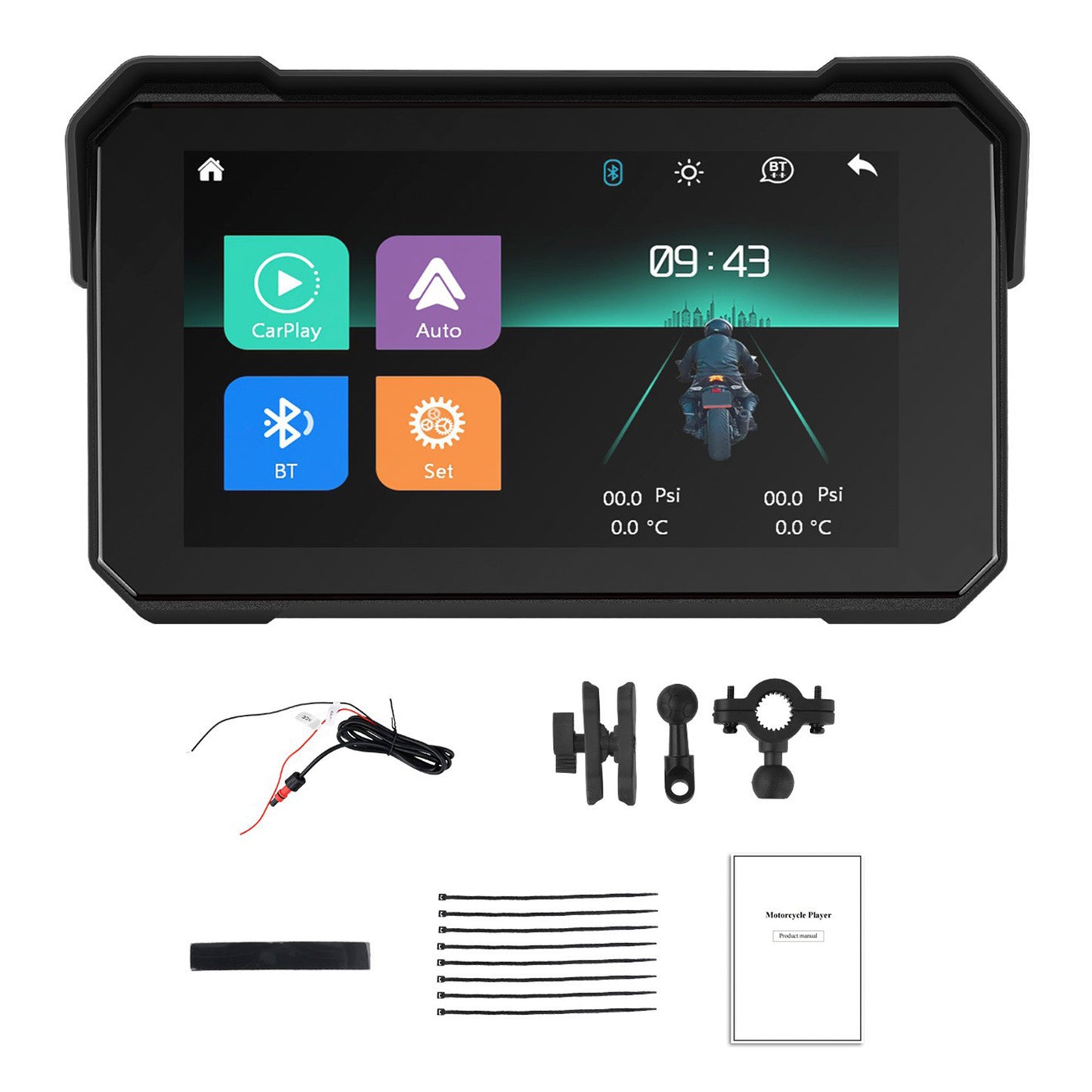 Motorcycles 5-inch Wireless CarPlay Android Auto Navigation Waterproof