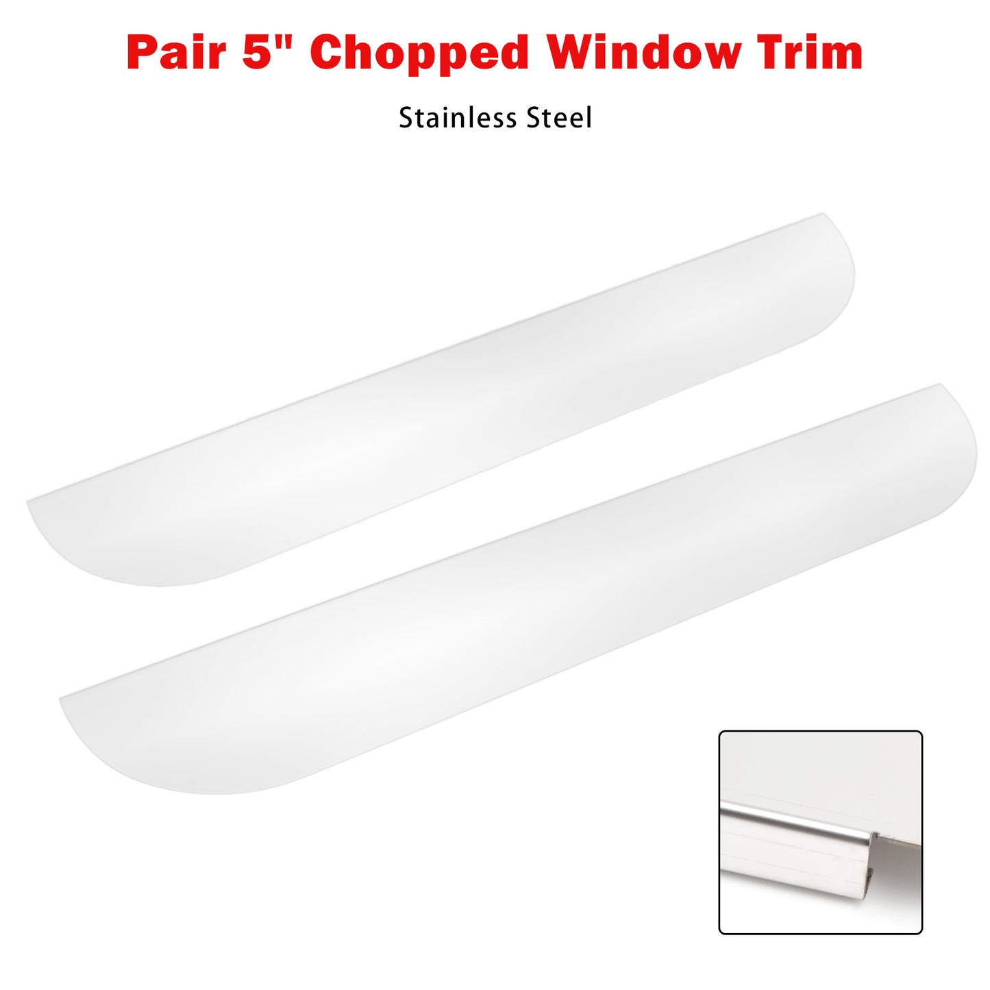 2005-2024 Peterbilt 379/ 386/ 389 Pair 5" Chopped Window Trim Stainless Steel