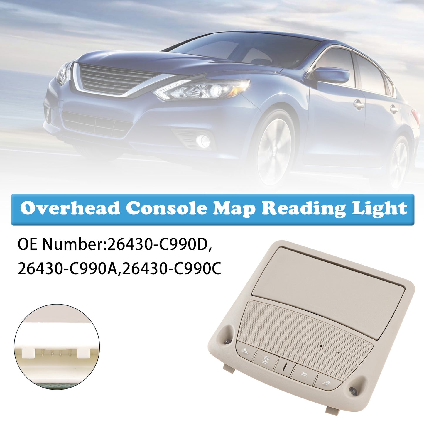 2013-2018 Nissan Bluebird SYLPHY 26430-C990A Overhead Console Map Reading Light Gray
