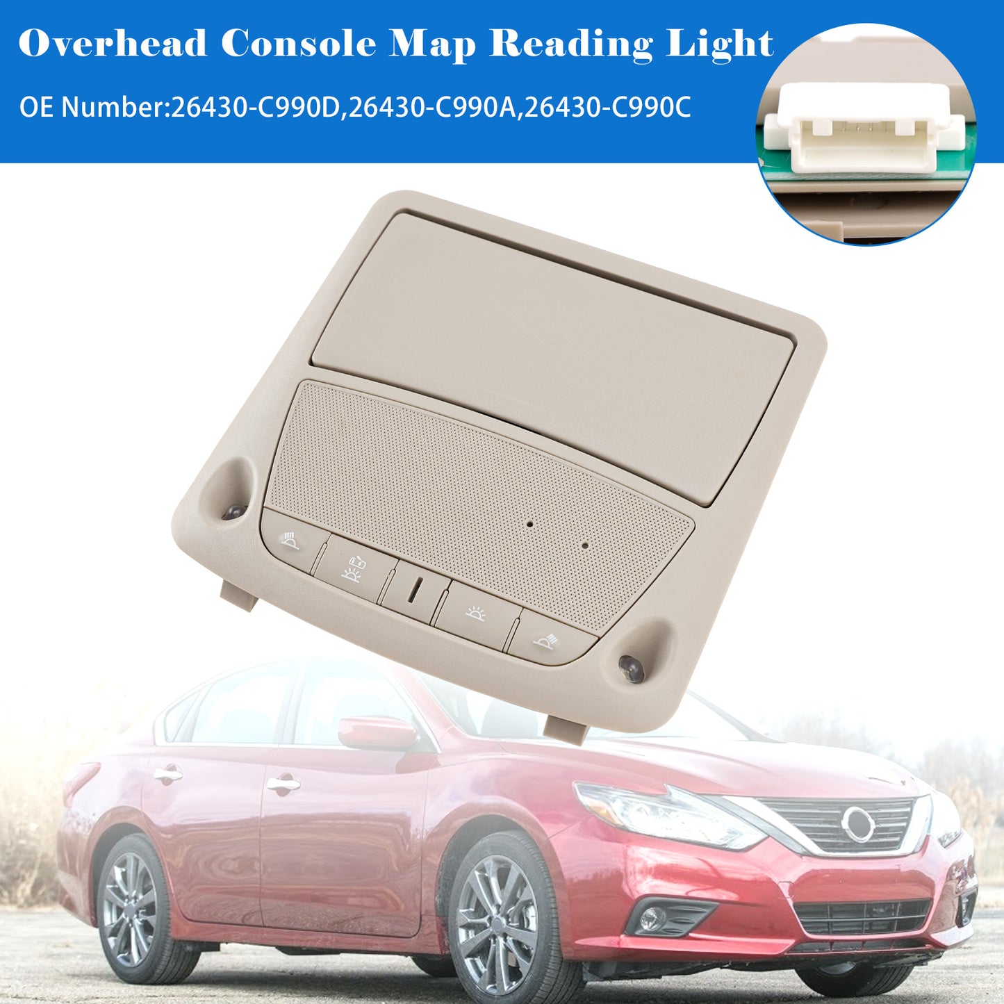 2013-2018 Nissan Bluebird SYLPHY 26430-C990A Overhead Console Map Reading Light Gray