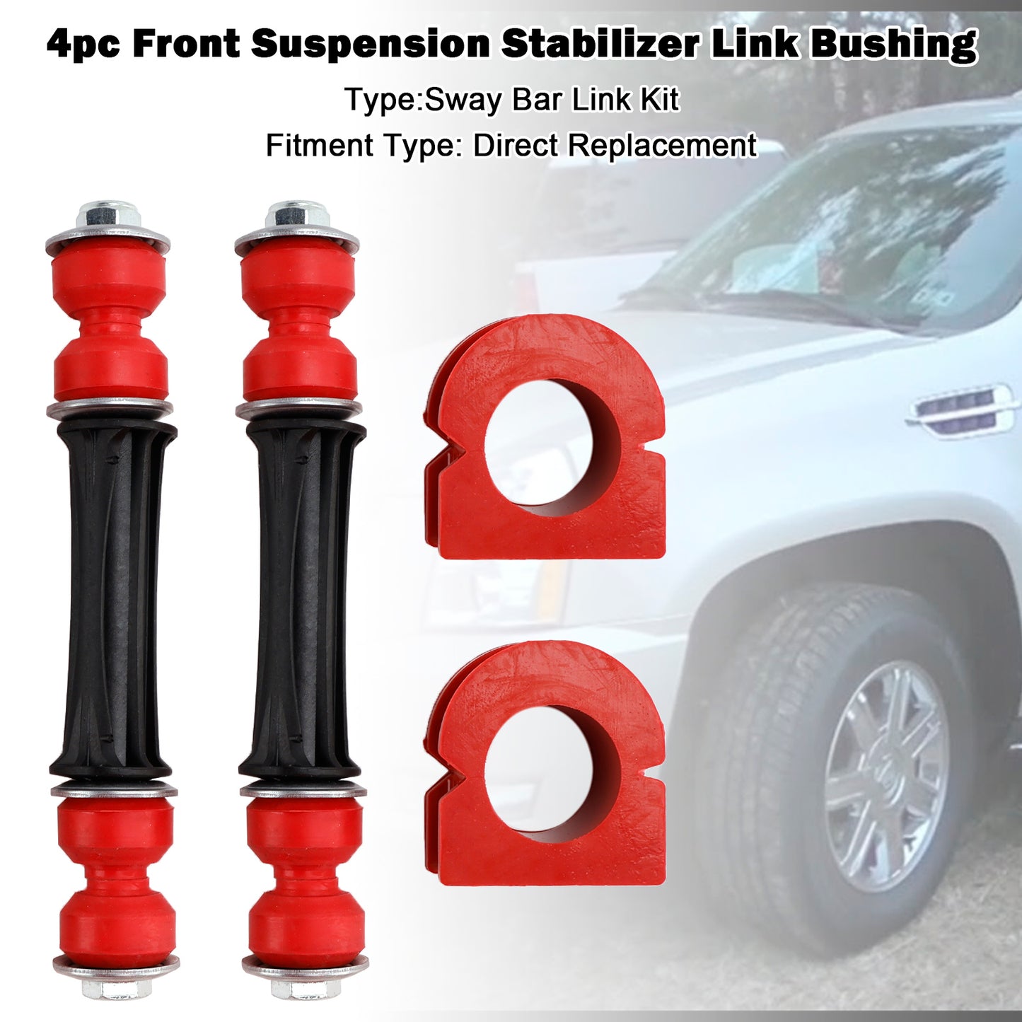 Cadillac K700538 4pc Front Suspension Stabilizer Link & Bushing Kit