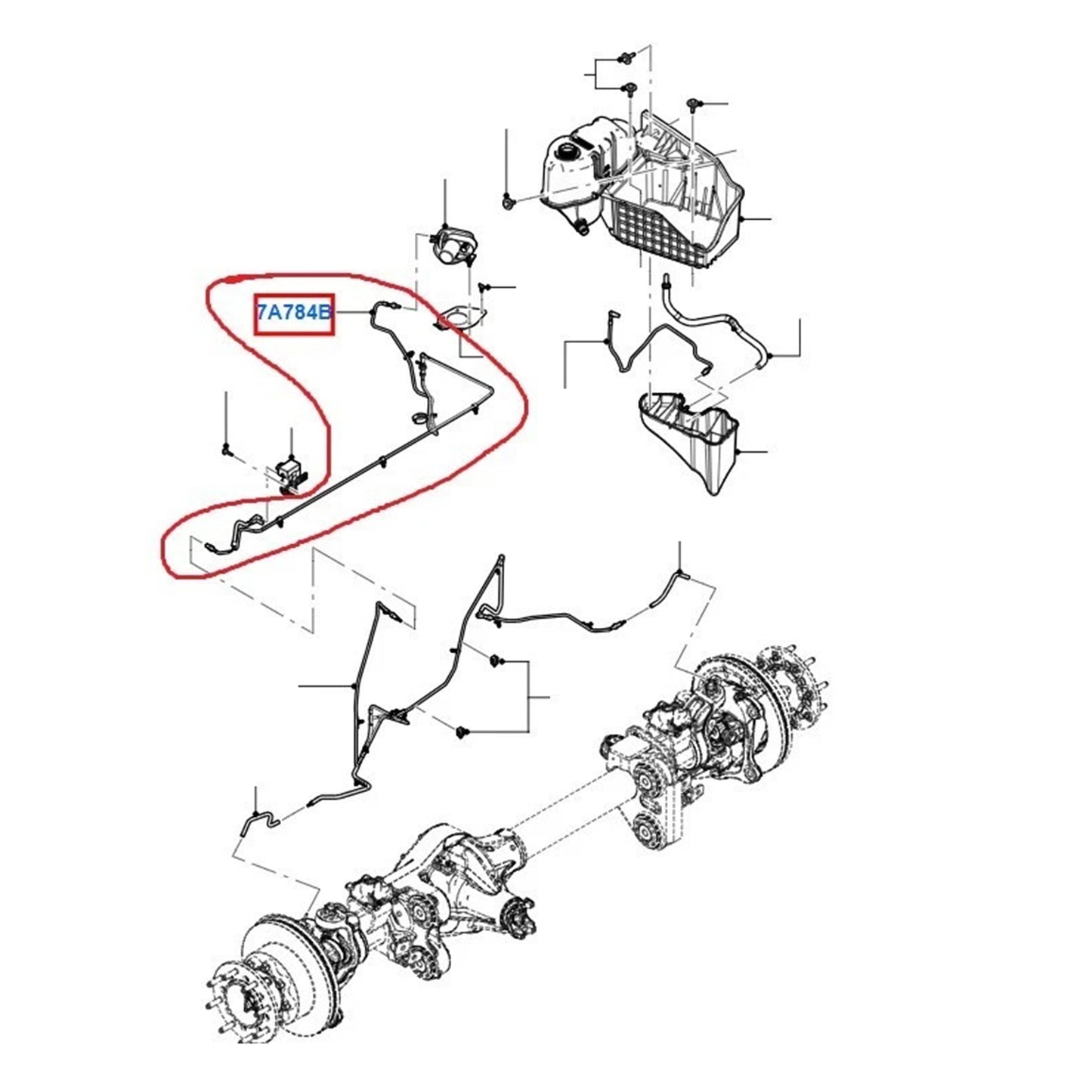 2008-2010 Ford Super Duty Models w/ 6.7L Diesel Engines 7C3Z-7A784-C Hub Locking Vacuum Tube Lines