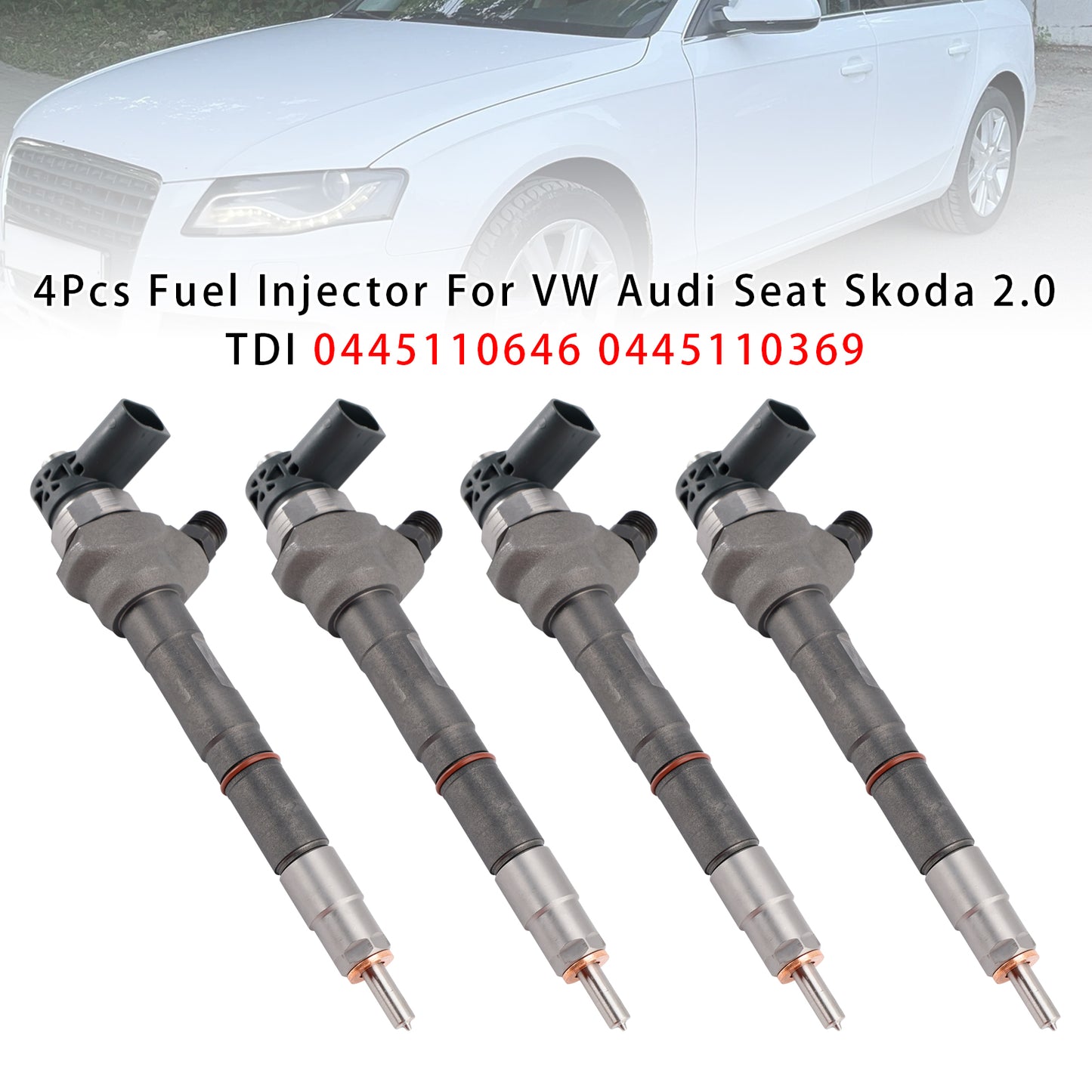 VW Audi Seat Skoda 2.0 TDI 0445110646 0445110369 4Pcs Fuel Injector
