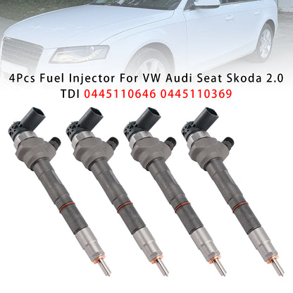 VW Audi Seat Skoda 2.0 TDI 0445110646 0445110369 4Pcs Fuel Injector