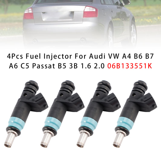 Audi VW A4 B6 B7 A6 C5 Passat B5 3B 1.6 2.0 06B133551K 4Pcs Fuel Injector