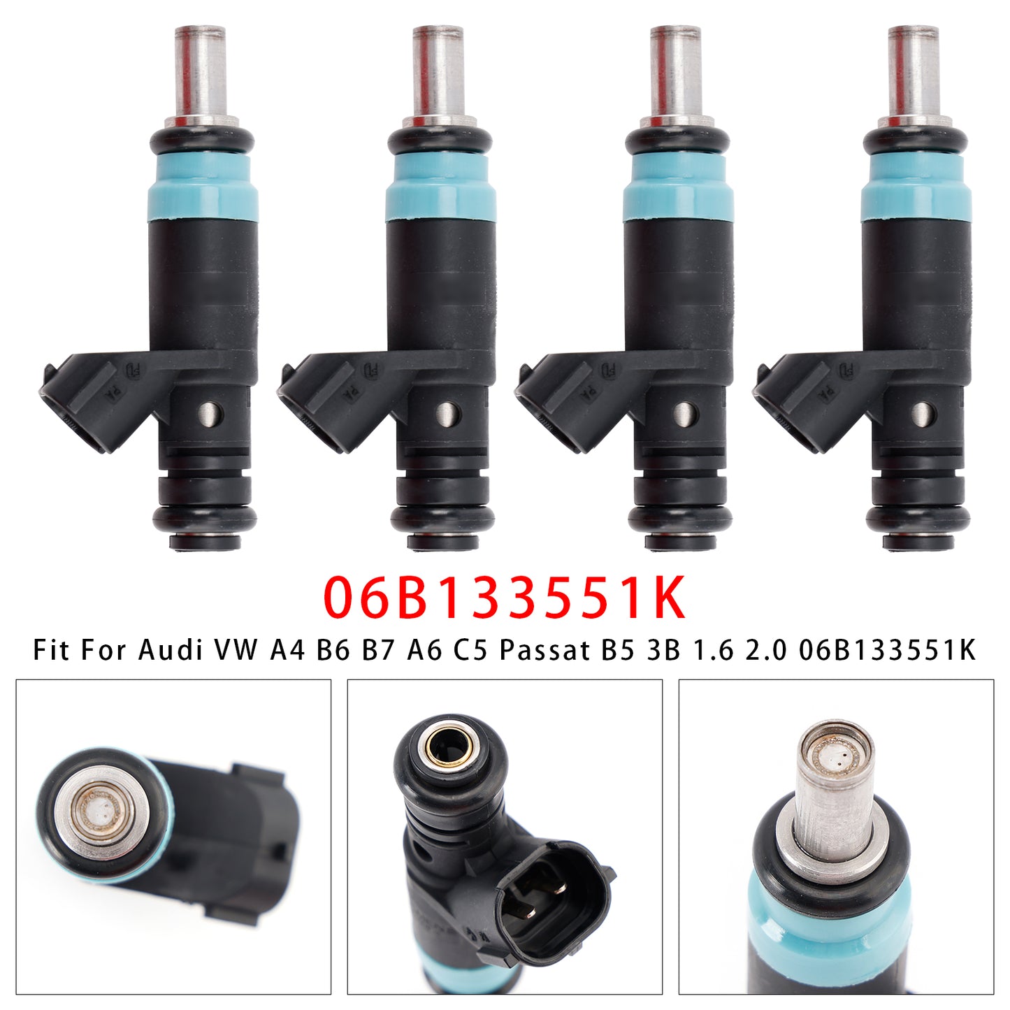 Audi VW A4 B6 B7 A6 C5 Passat B5 3B 1.6 2.0 06B133551K 4Pcs Fuel Injector