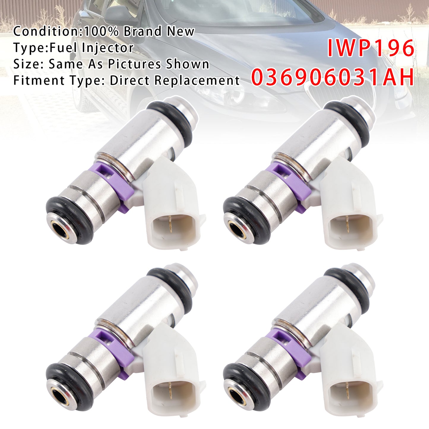 VW Golf Polo Seat Toledo Skoda Fabia IWP196 036906031AH 4Pcs Fuel Injector