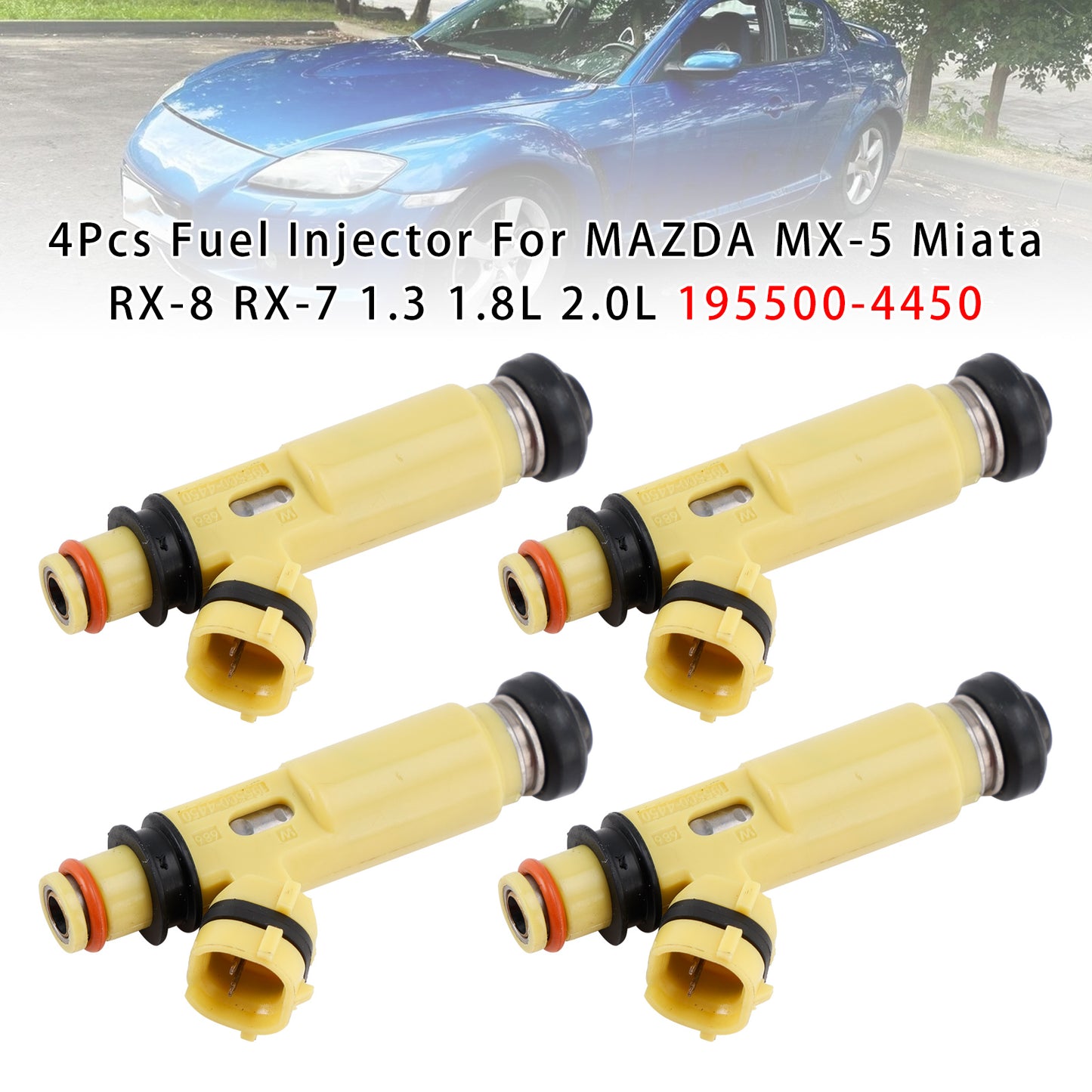 MAZDA MX-5 Miata RX-8 RX-7 1.3 1.8L 2.0L 195500-4450 4Pcs Fuel Injector
