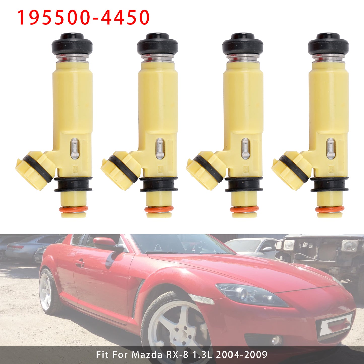 MAZDA MX-5 Miata RX-8 RX-7 1.3 1.8L 2.0L 195500-4450 4Pcs Fuel Injector