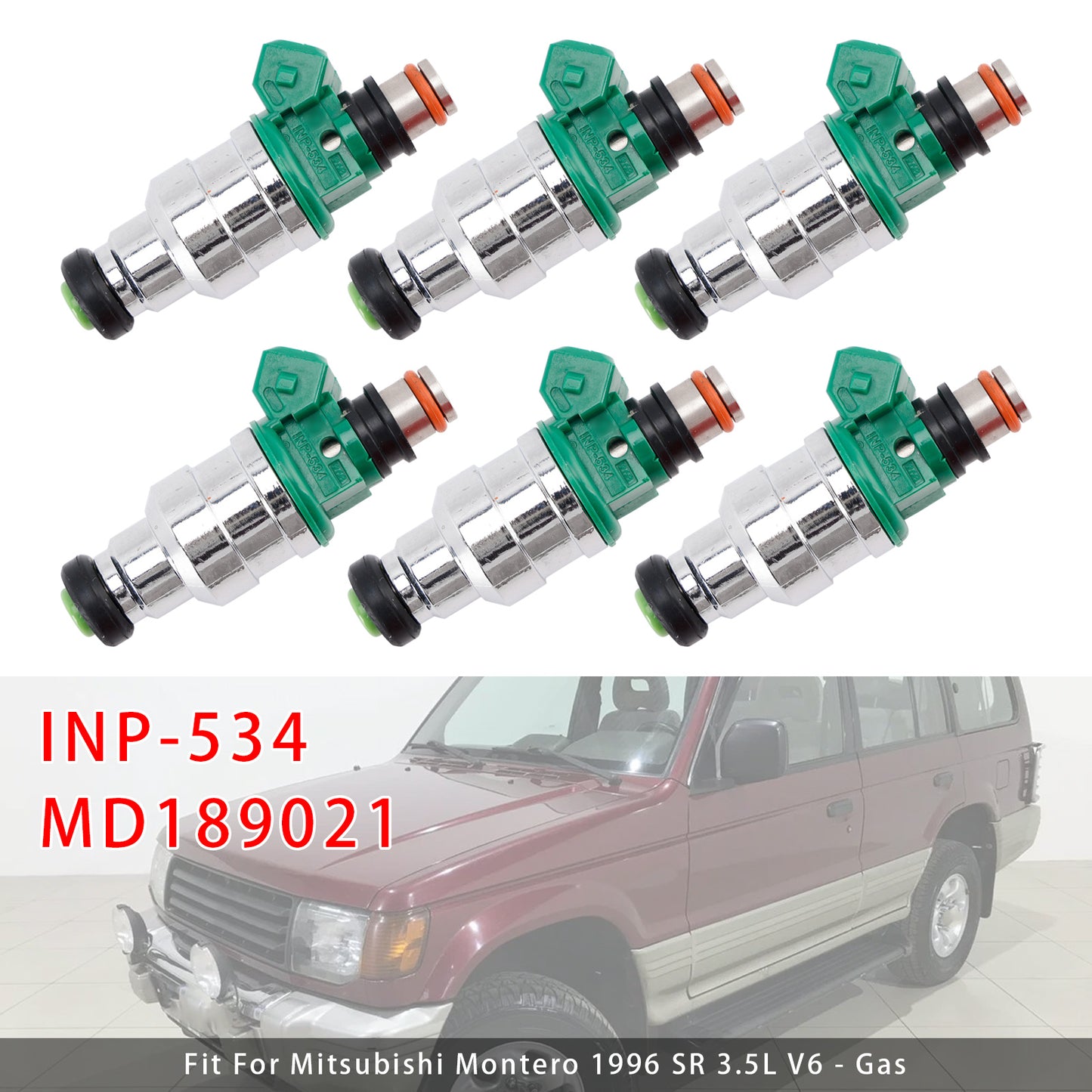 1994-1996 Mitsubishi Montero 3.5L V6 INP-534 MD189021 6Pcs Fuel Injector