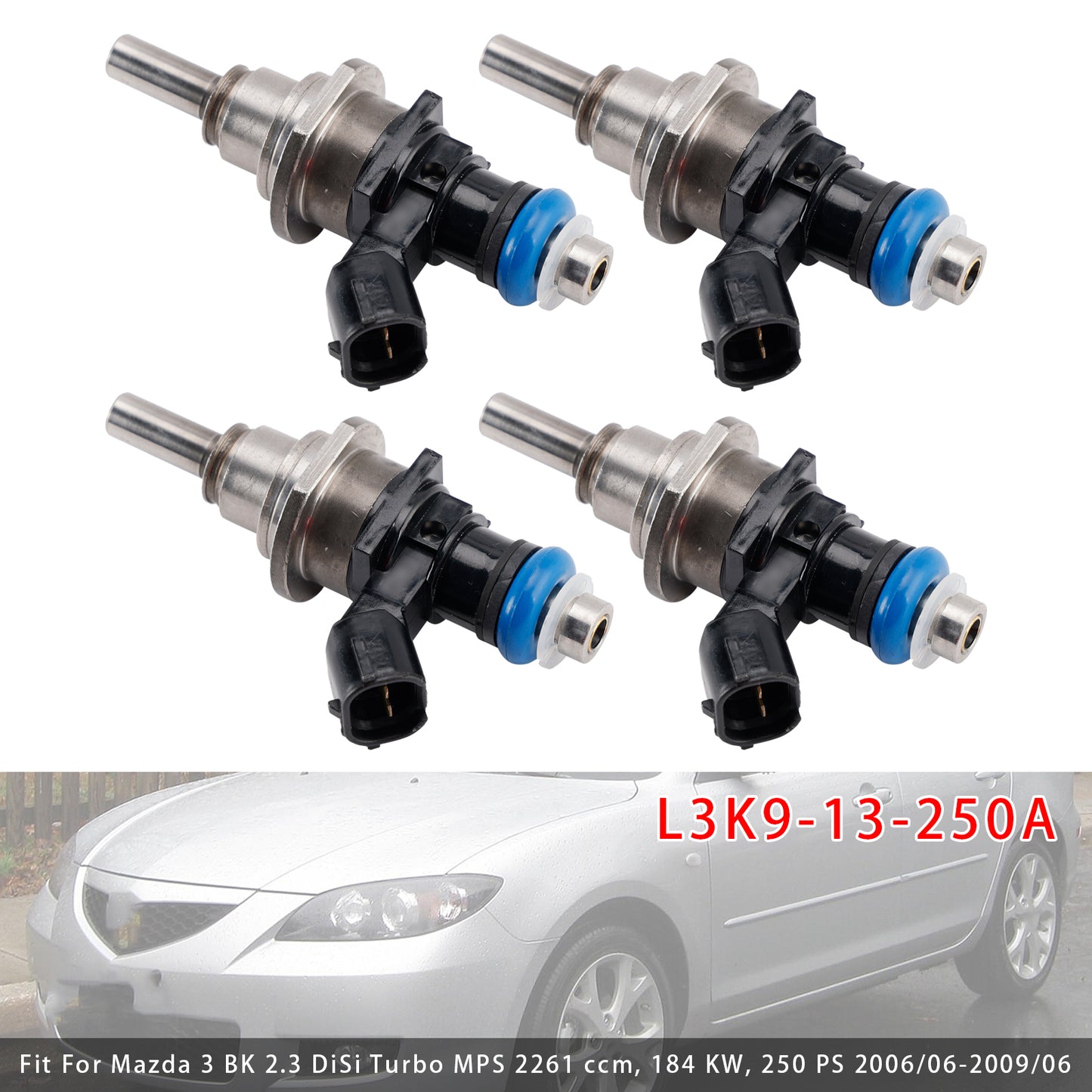 2006/12-2009/06 Mazda 3 BK 2.3 MPS Turbo 2261 ccm 191 KW 260 PS E7T20171 4Pcs Fuel Injector