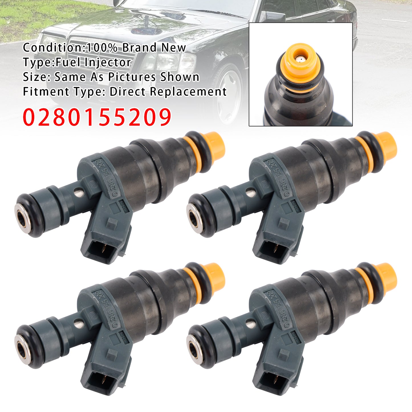 Mercedes-Benz 300E/SE/TE/CE E320 C280 C36 0280155209 4Pcs Fuel Injector
