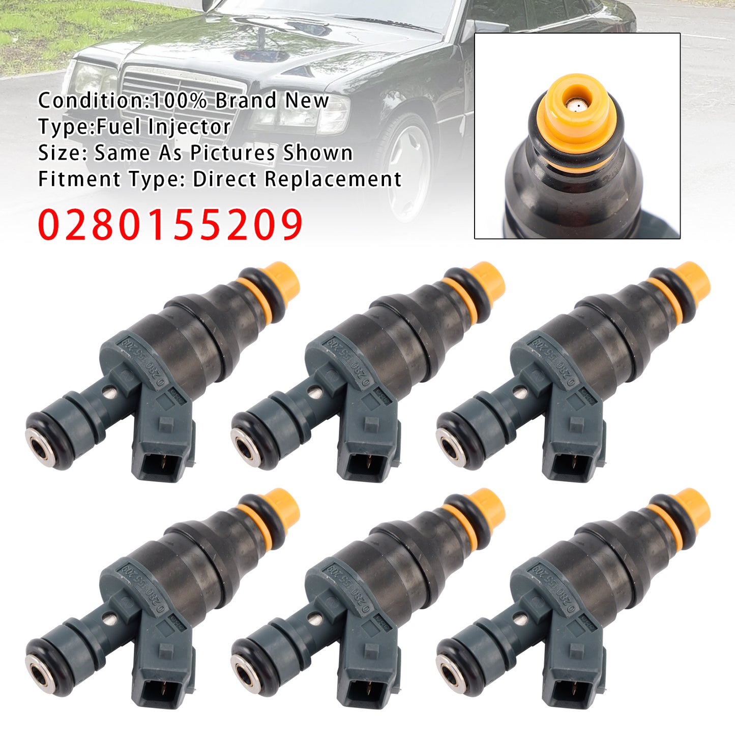 Mercedes-Benz 300E/SE/TE/CE E320 C280 C36 0280155209 6Pcs Fuel Injector