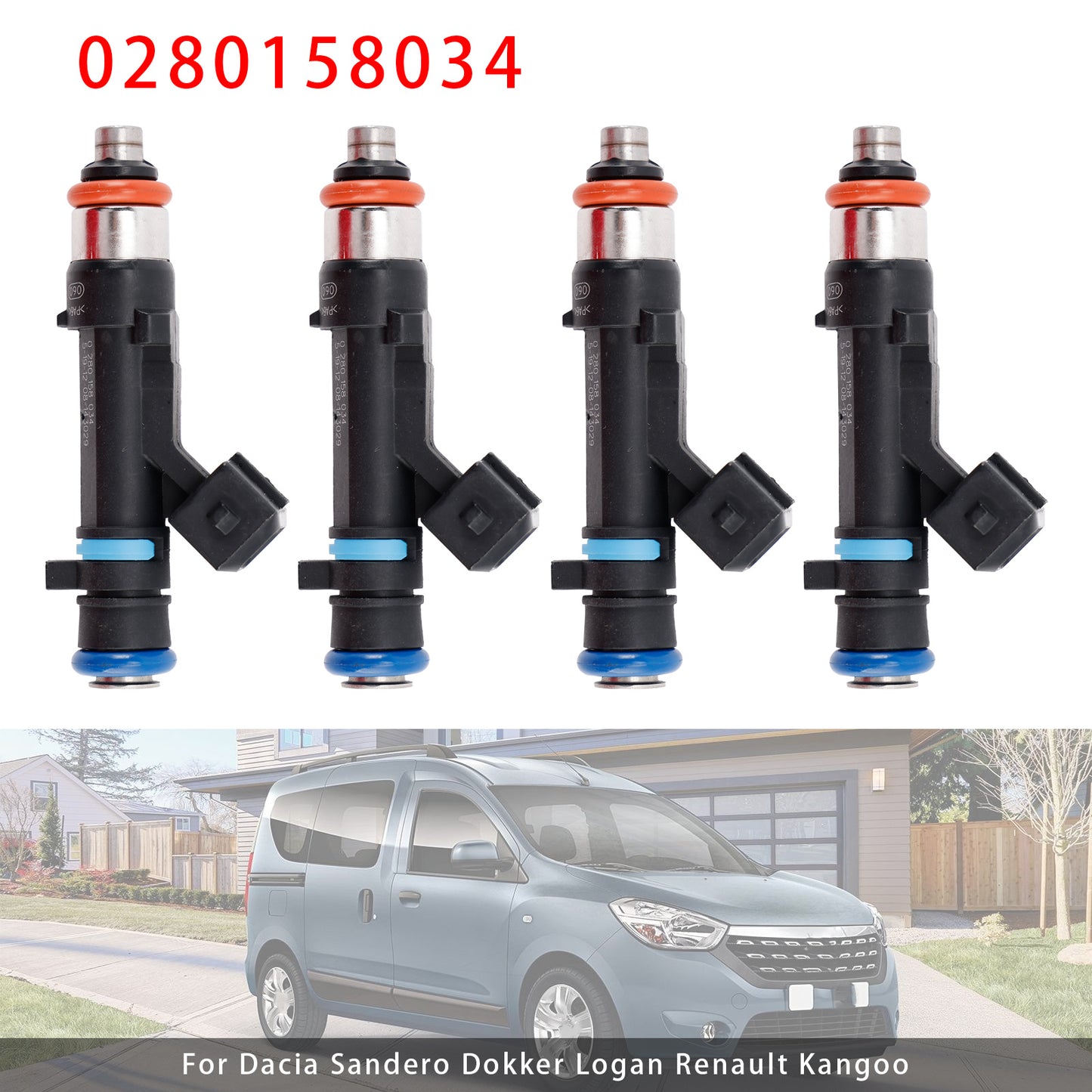 2013.11- DACIA DOKKER 1.6 LPG 1.6l 61kw 83hp Petrol/Petroleum Gas (LPG) K7M 812 K7M 828 272393 4Pcs Fuel Injector