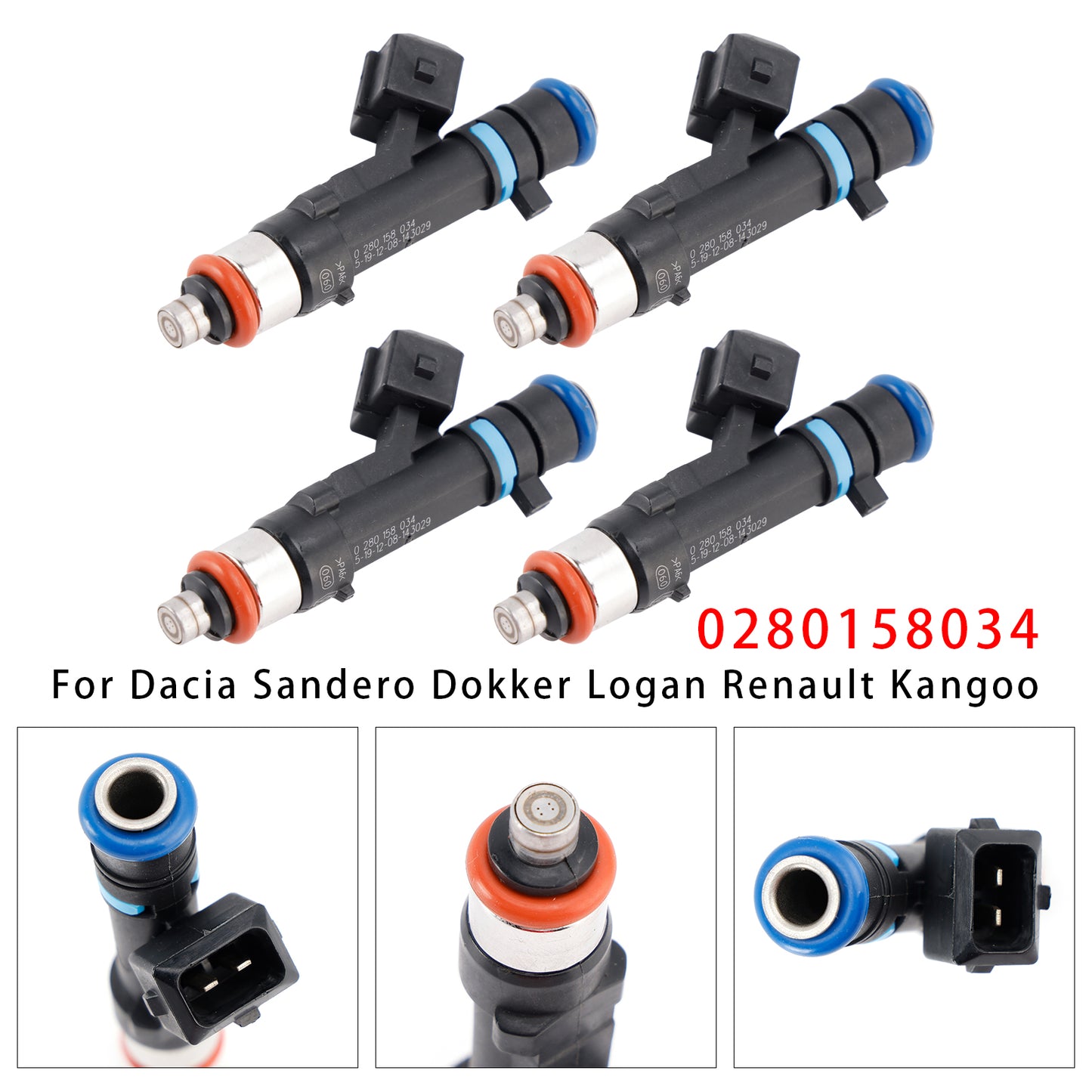 2013.11- DACIA DOKKER 1.6 LPG 1.6l 61kw 83hp Petrol/Petroleum Gas (LPG) K7M 812 K7M 828 272393 4Pcs Fuel Injector