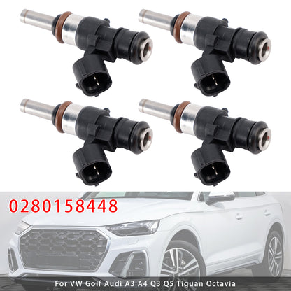 VW Golf Audi A3 A4 Q3 Q5 Tiguan Octavia 0280158448 4Pcs Fuel Injector