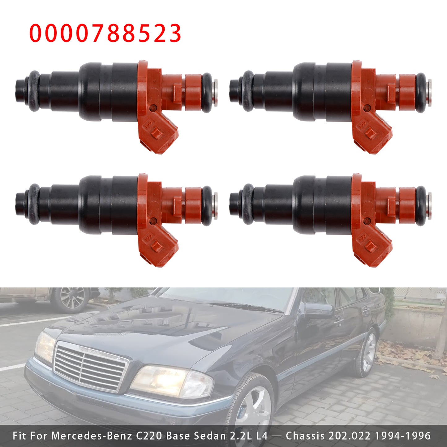 Mercedes-Benz W210 S210 W202 W124 C208 C230 0000788523 4Pcs Fuel Injector