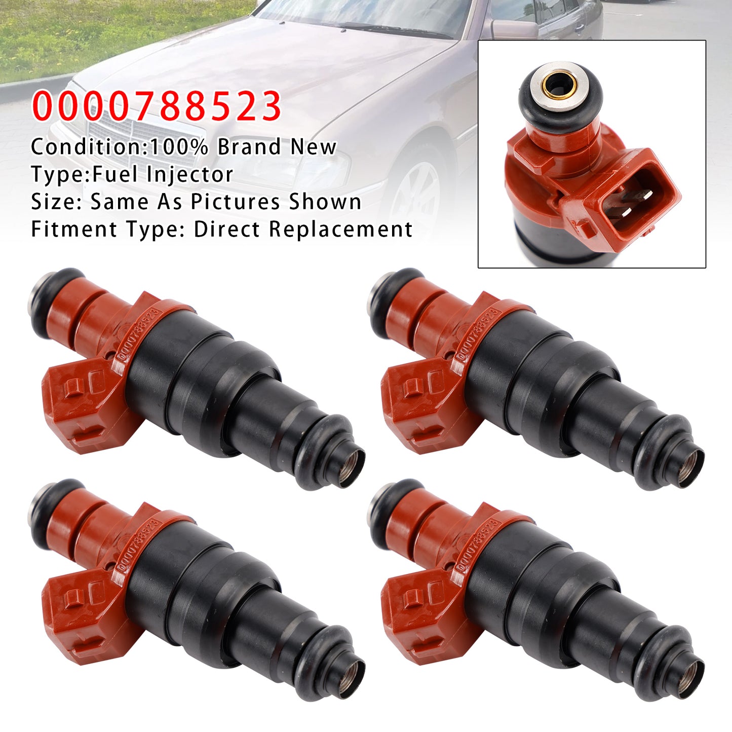 Mercedes-Benz W210 S210 W202 W124 C208 C230 0000788523 4Pcs Fuel Injector