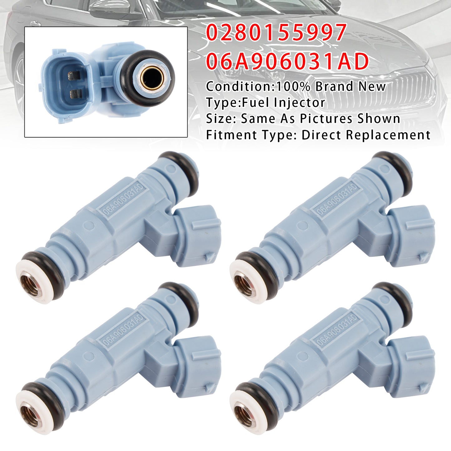 VW Audi Seat Skoda 0280155997 06A906031AD 4Pcs Fuel Injector