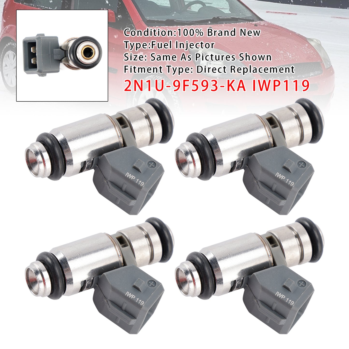 Ford Fiesta V JD JH KA 1.3L 2N1U-9F593-KA IWP119 4Pcs Fuel Injector