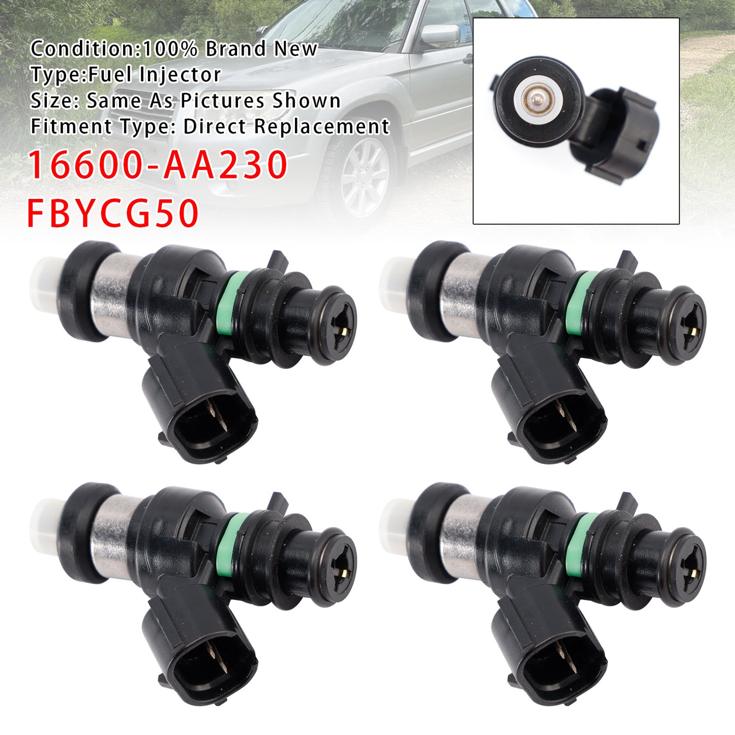 Subaru Forester Impreza Legacy 2.0L 16600-AA230 FBYCG50 4Pcs Fuel Injector