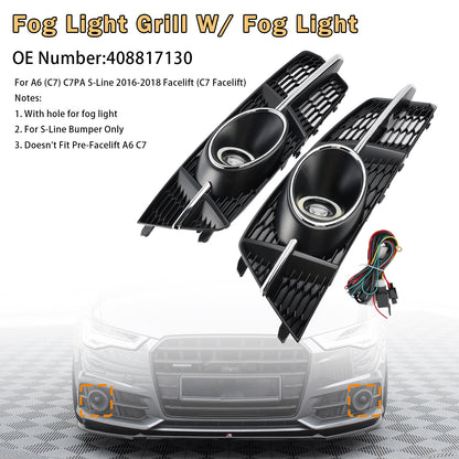 2016-2018 AUDI A6 (C7) C7PA S-Line Facelift (C7 Facelift) 408817130 Fog Light Grill Cover Lamp Grille W/ Fog Light