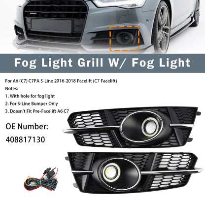 2016-2018 AUDI A6 (C7) C7PA S-Line Facelift (C7 Facelift) 408817130 Fog Light Grill Cover Lamp Grille W/ Fog Light